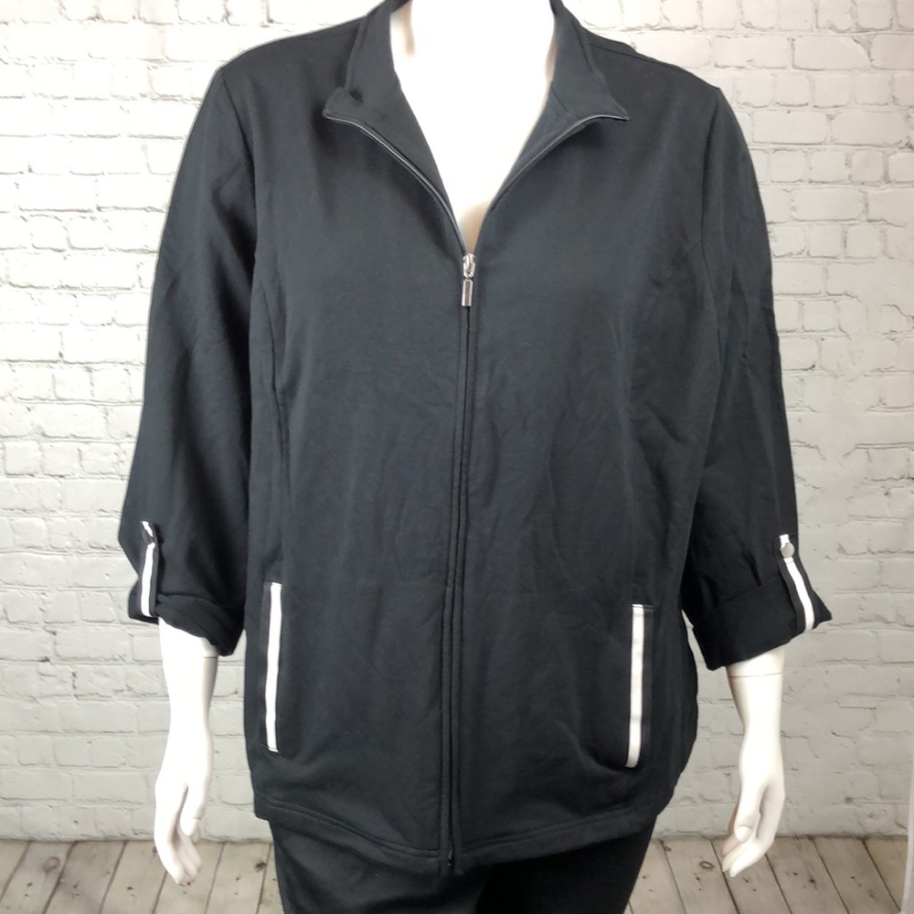 1X 3X Black French Terry Jacket Plus Size - Picture 3 of 7